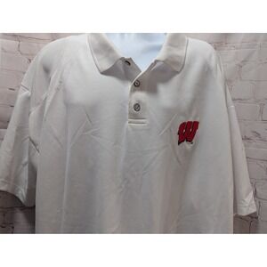 P2 By Pro Player Men's 3XL White Wisconsin Badgers Polo Shirt Performance